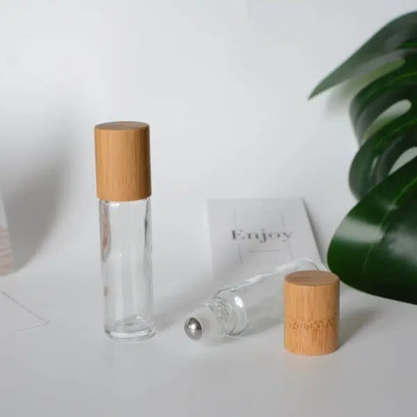 ZHFROB-004 10ml Natural Bamboo Wooden Glass Roller Bottles