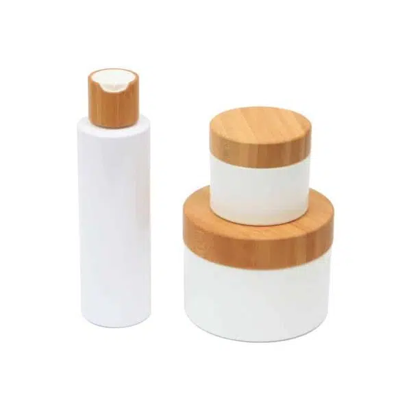 Half Wrapped Bamboo Cover Double-layer PP Cream Jars And Bottles