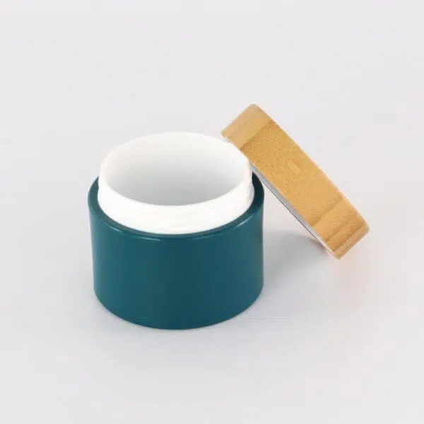 Double wall PP cream jar with bamboo lid