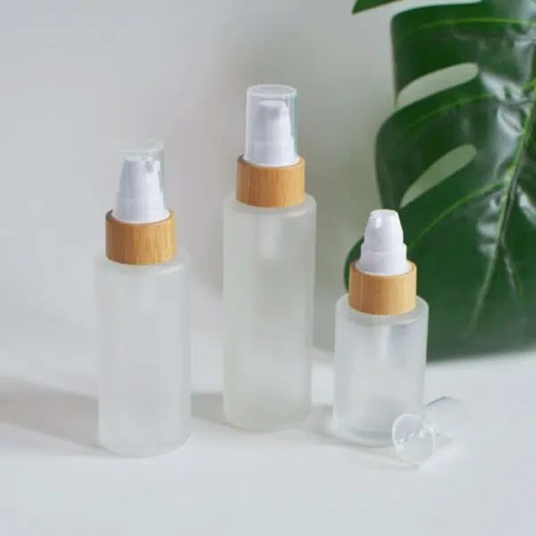 ZHFBCP-005 120ml Natural Bamboo Wooden Lotion Pump Bottles Frosted