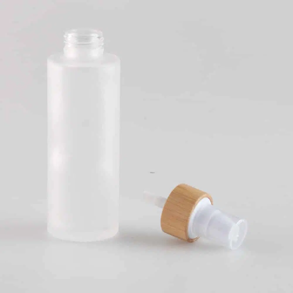 ZHFBCP-006 60ml 120ml Natural Bamboo Wooden Serum Pump Bottles Frosted - Image 7