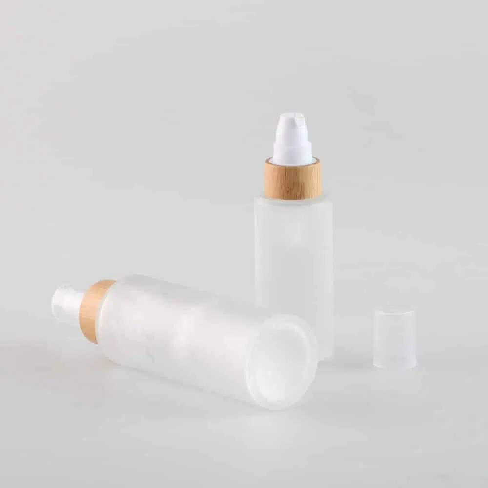 ZHFBCP-006 60ml 120ml Natural Bamboo Wooden Serum Pump Bottles Frosted - Image 6