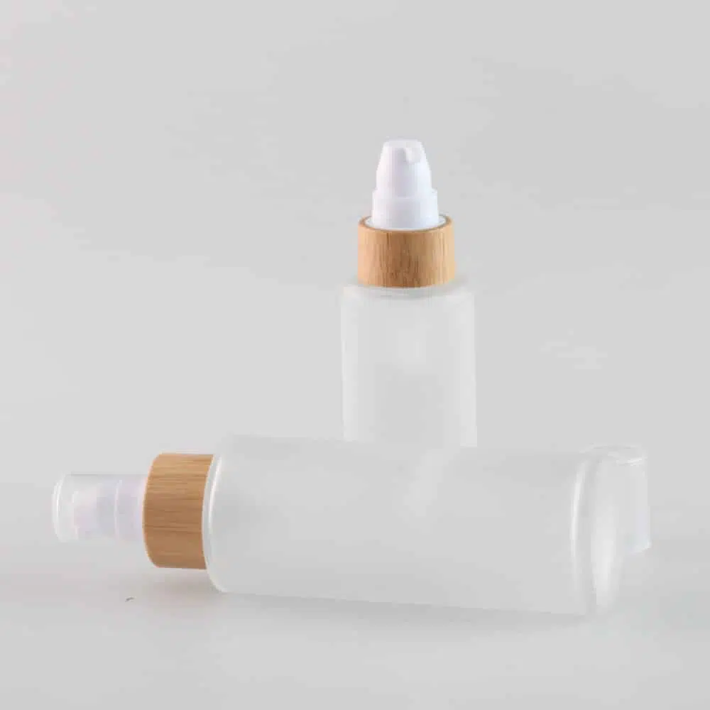 ZHFBCP-006 60ml 120ml Natural Bamboo Wooden Serum Pump Bottles Frosted - Image 5