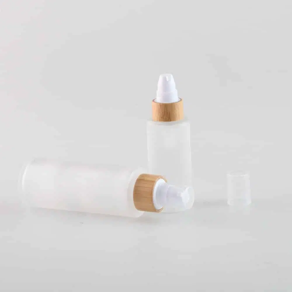 ZHFBCP-006 60ml 120ml Natural Bamboo Wooden Serum Pump Bottles Frosted - Image 4