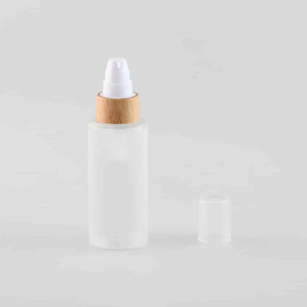 ZHFBCP-006 60ml 120ml Natural Bamboo Wooden Serum Pump Bottles Frosted - Image 3