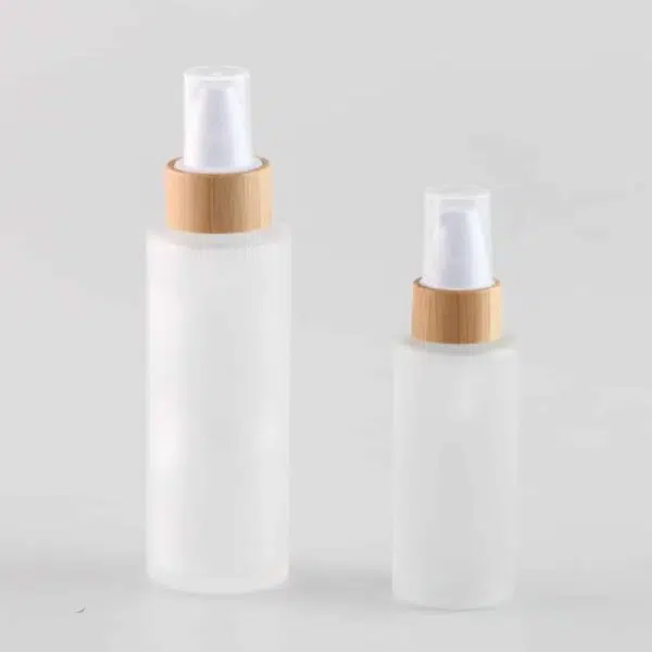 ZHFBCP-006 60ml 120ml Natural Bamboo Wooden Serum Pump Bottles Frosted