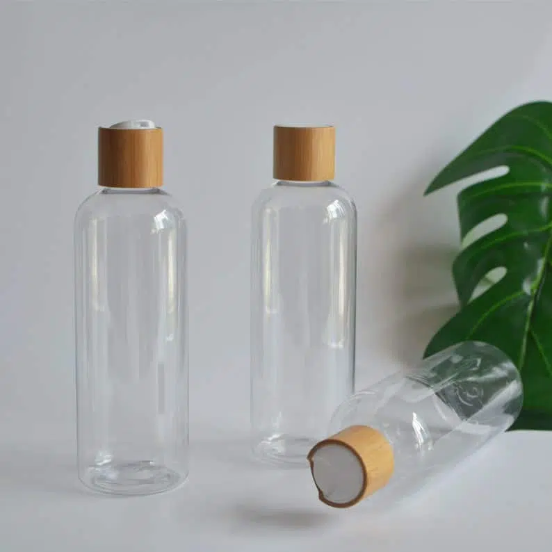 ZHFLP-012 300ml 10oz Shampoo Conditioner Clear Bamboo Bottle Natural