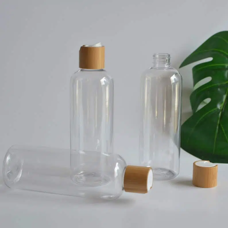ZHFLP-012 300ml 10oz Shampoo Conditioner Clear Bamboo Bottle Natural - Image 4