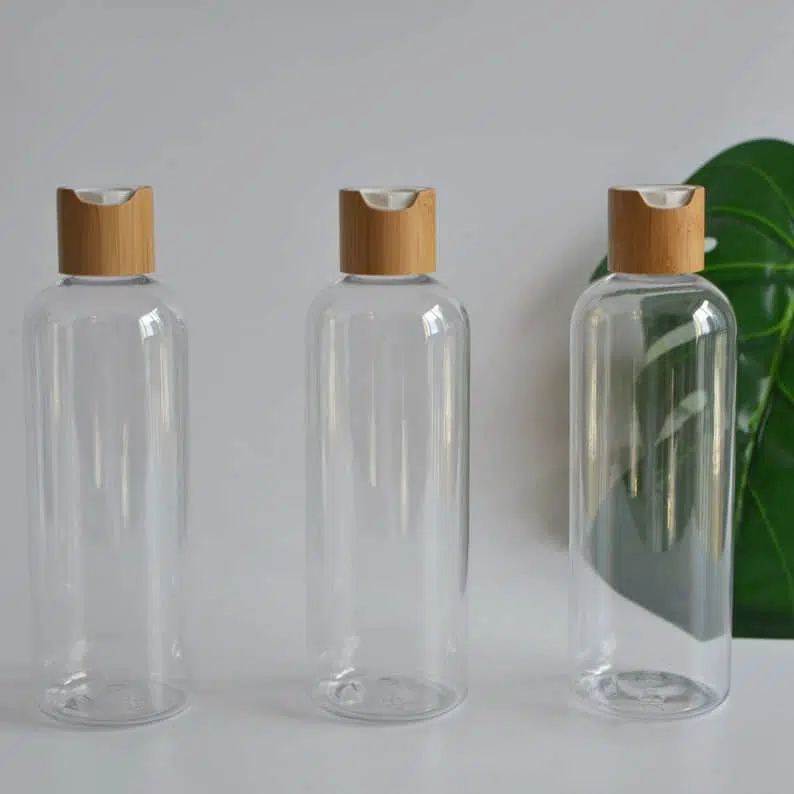 ZHFLP-012 300ml 10oz Shampoo Conditioner Clear Bamboo Bottle Natural - Image 3