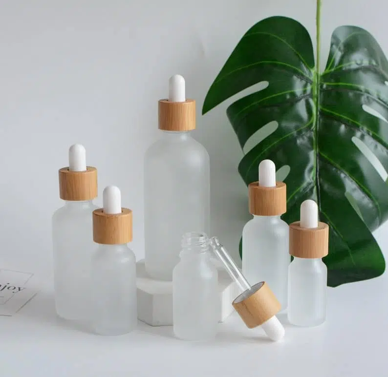 ZHFDB-013 15ml 30ml 50ml 100ml Eco Natural Bamboo Wooden Frosted Glass
