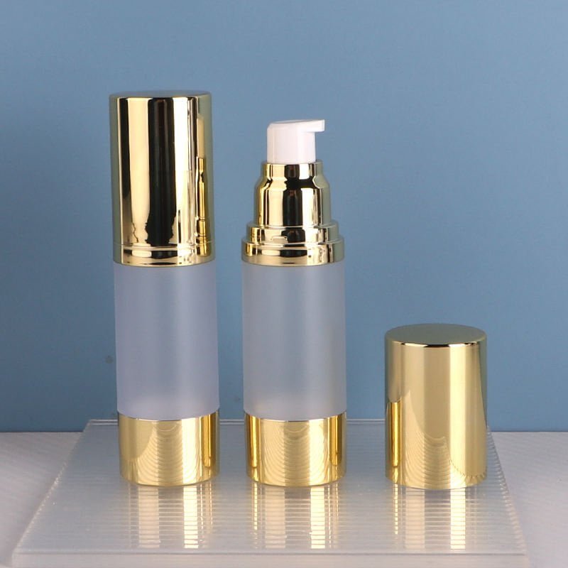 Clear Frosted Airless Bottle with Gold Lid, 15ml-120ml